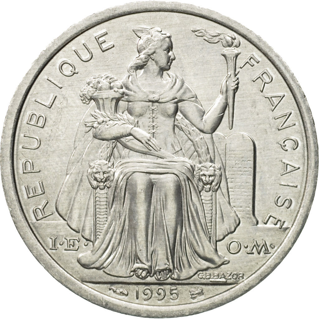 Coin, New Caledonia, 2 Francs, 1995, Paris, MS(60-62), Aluminum, KM:14