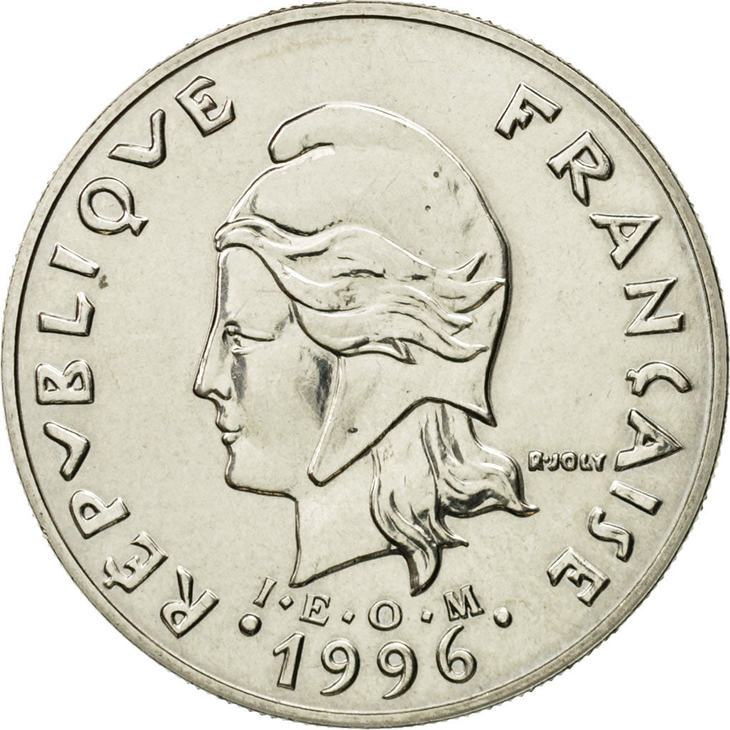 Coin, New Caledonia, 20 Francs, 1996, Paris, MS(63), Nickel, KM:12