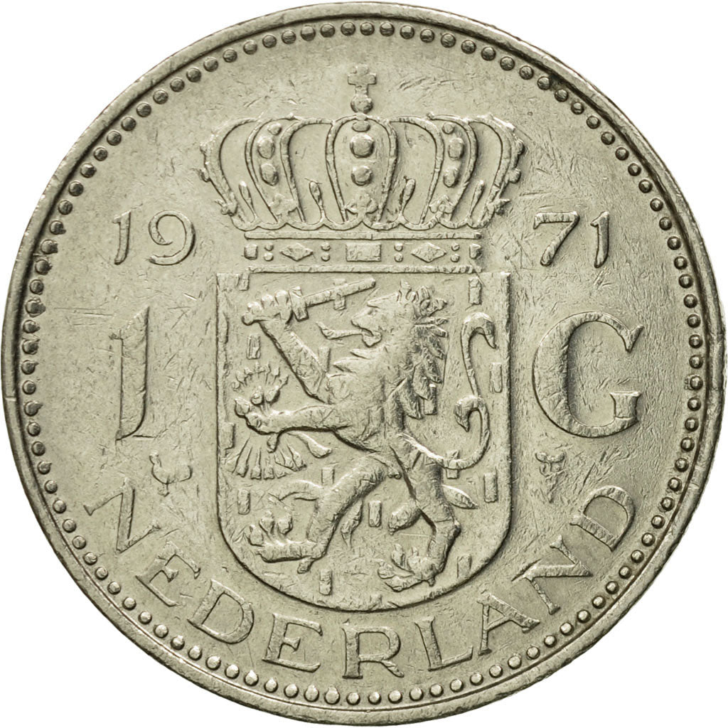 Moneda, Países Bajos, Juliana, Gulden, 1971, BC+, Níquel, KM:184a