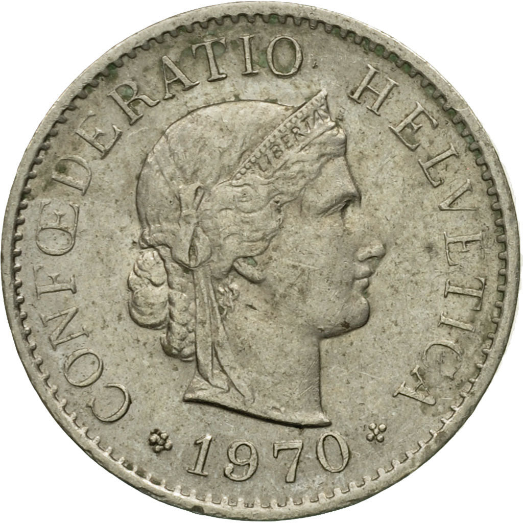 Coin, Switzerland, 5 Rappen, 1970, Bern, VF(20-25), Copper-nickel, KM:26