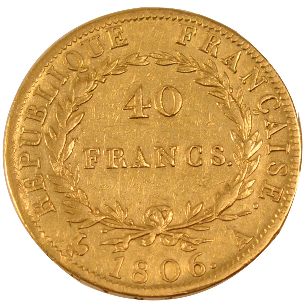 FRANCE, Napoléon I, 40 Francs, 1806, Paris, KM #675.1, EF(40-45), Gold, Gadoury 