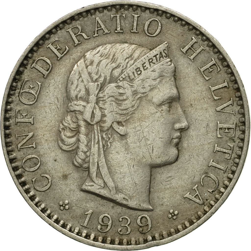 Coin, Switzerland, 20 Rappen, 1939, Bern, VF(20-25), Copper-nickel, KM:29a