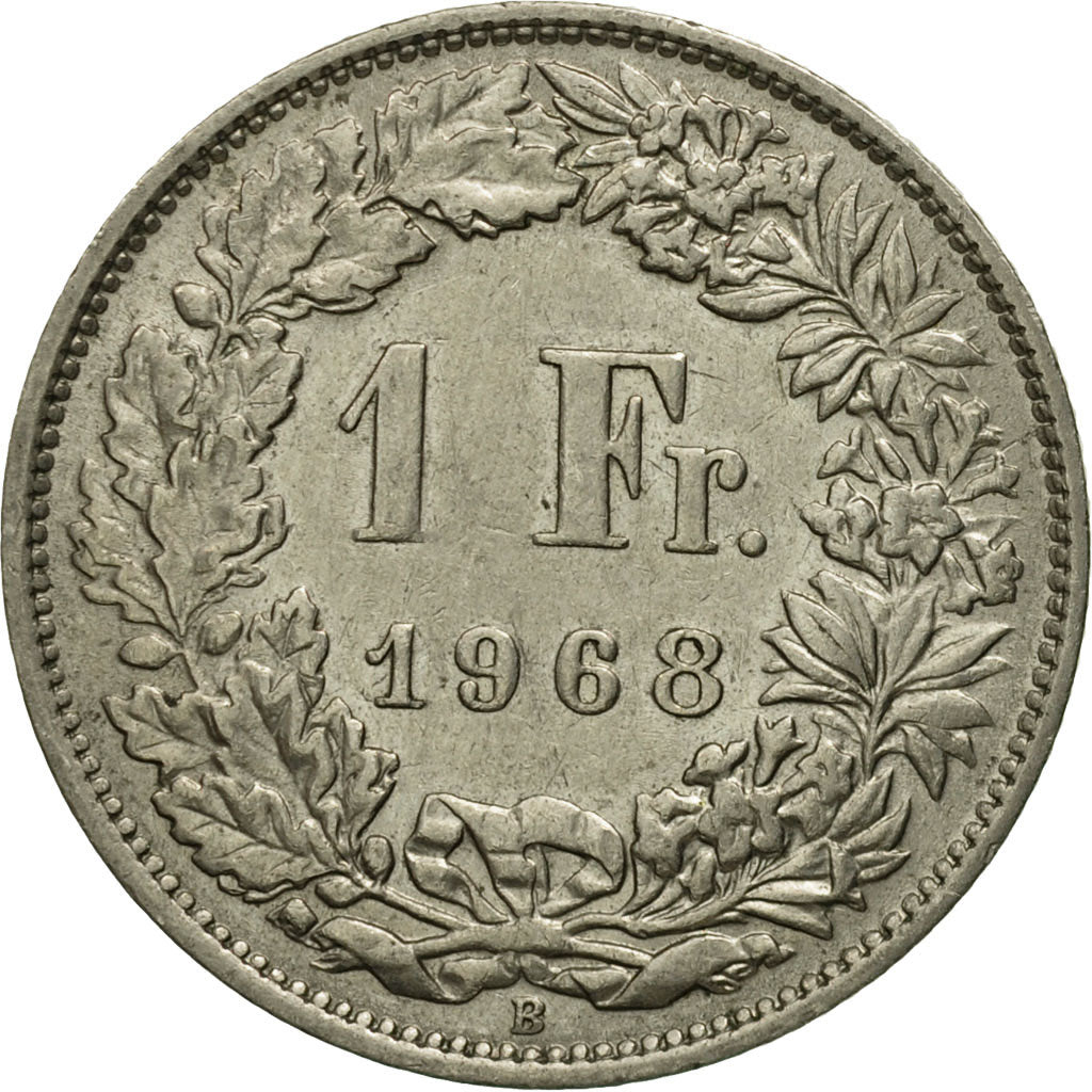 Coin, Switzerland, Franc, 1968, Bern, MS(60-62), Copper-nickel, KM:24a.1