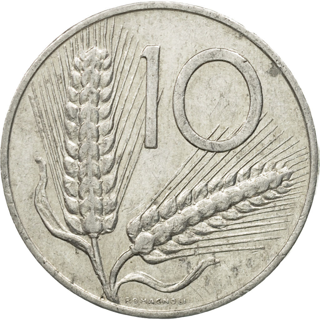 Moneda, Italia, 10 Lire, 1974, Rome, BC+, Aluminio, KM:93