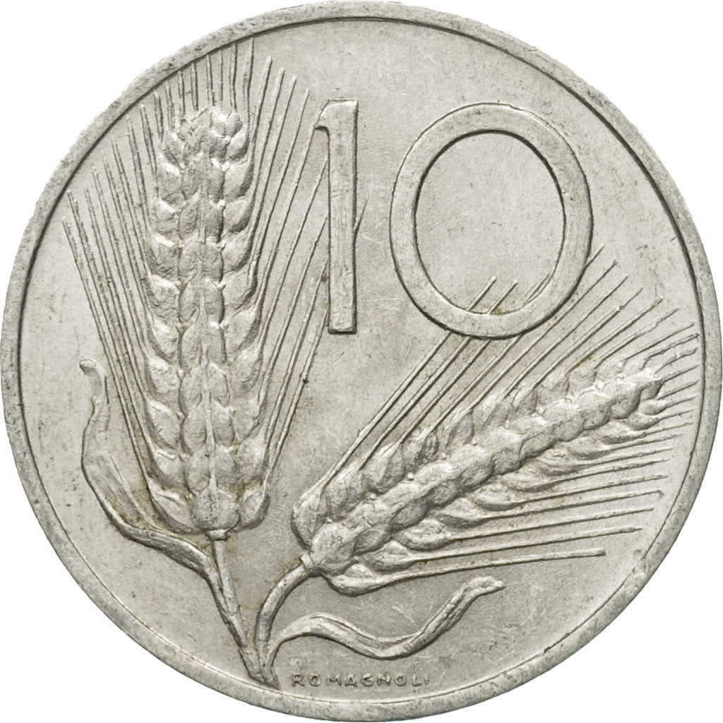 Coin, Italy, 10 Lire, 1971, Rome, VF(20-25), Aluminum, KM:93