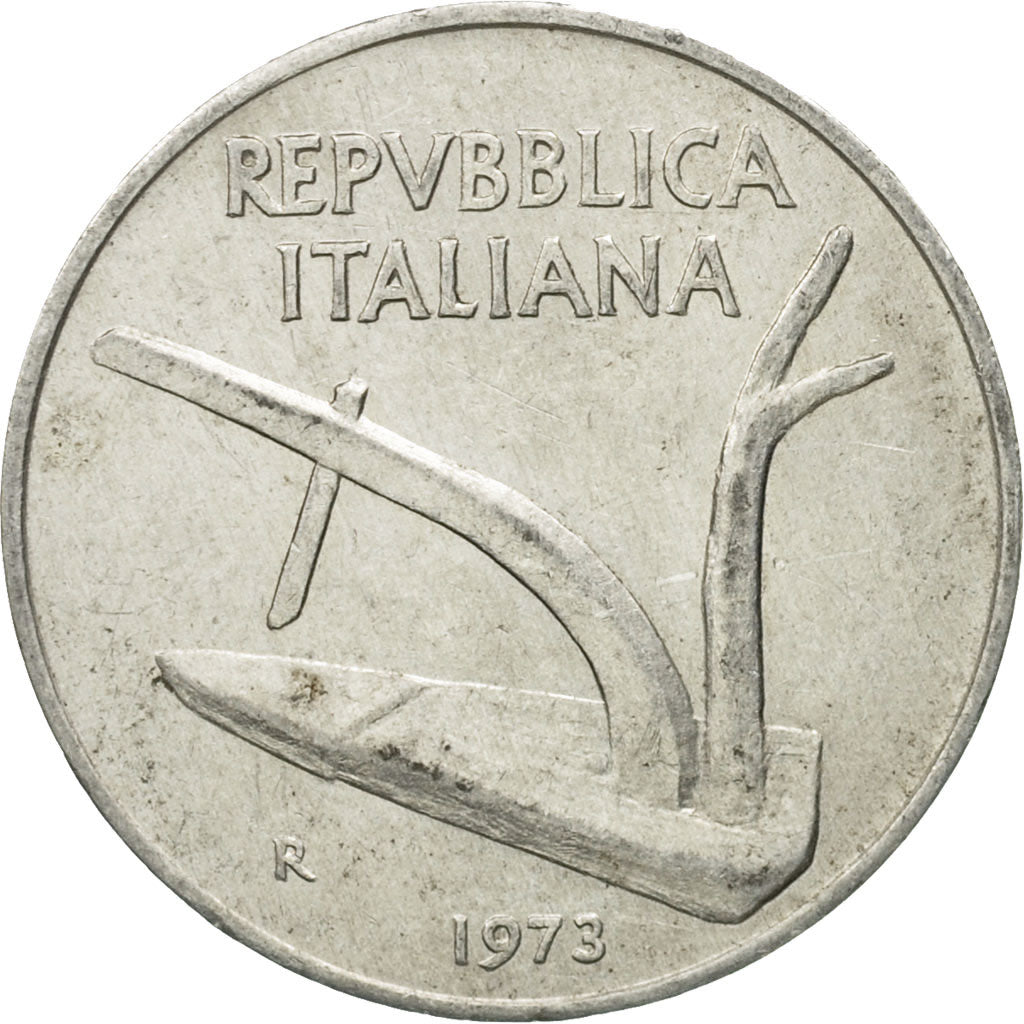 Moneda, Italia, 10 Lire, 1973, Rome, BC+, Aluminio, KM:93