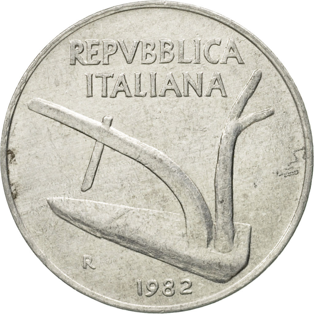 Coin, Italy, 10 Lire, 1982, Rome, VF(20-25), Aluminum, KM:93