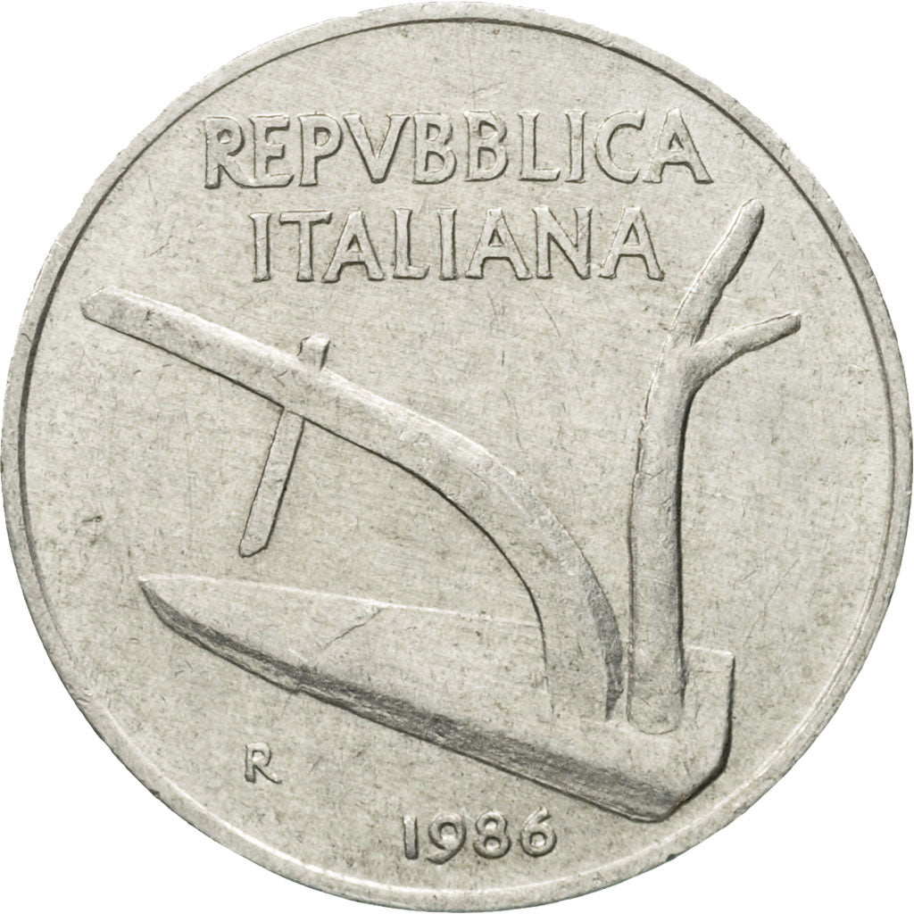 Coin, Italy, 10 Lire, 1986, Rome, VF(20-25), Aluminum, KM:93