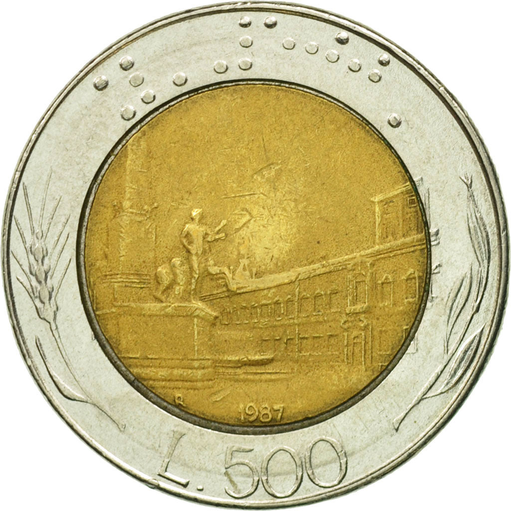 Coin, Italy, 500 Lire, 1987, Rome, VF(20-25), Bi-Metallic, KM:111