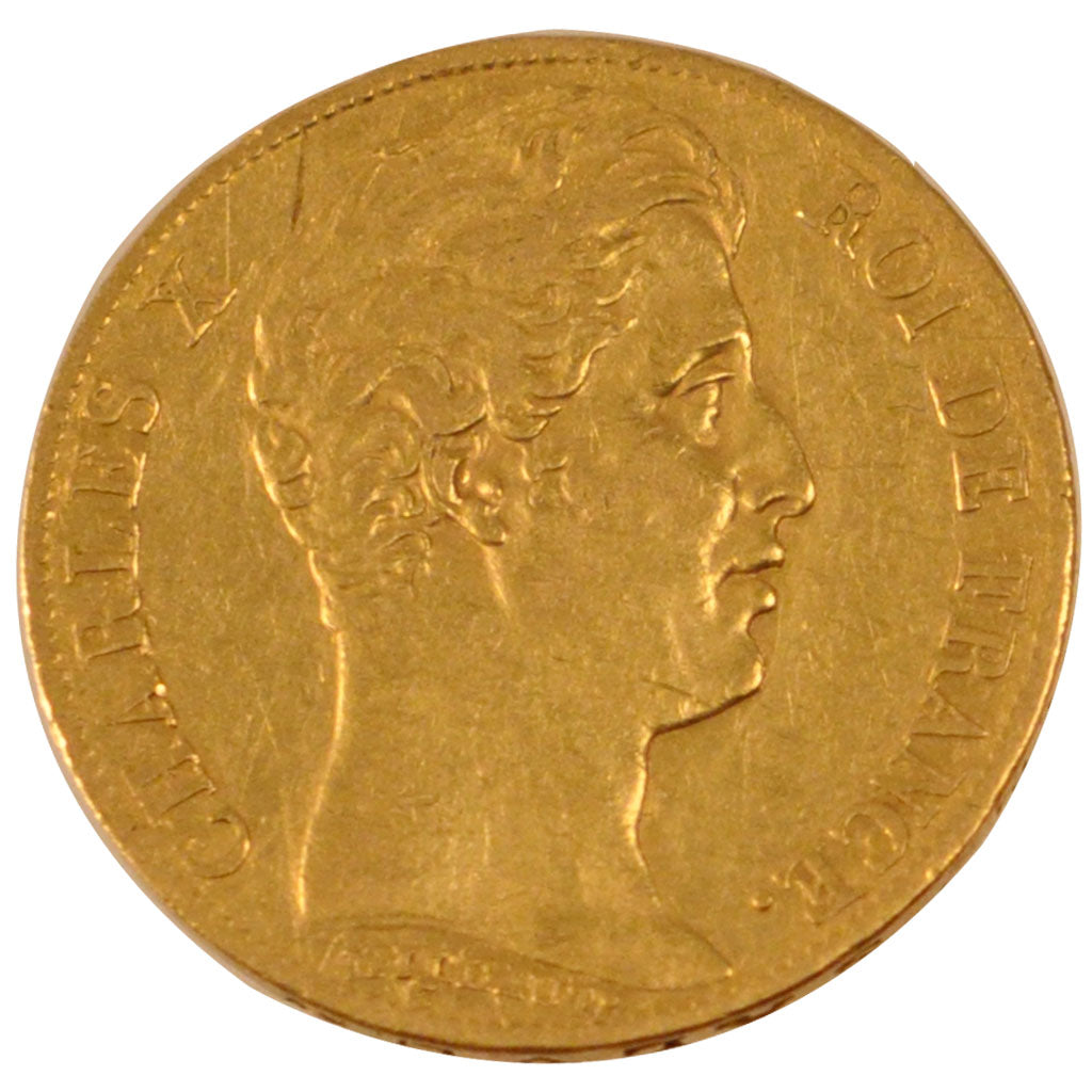 FRANCE, Charles X, 20 Francs, 1825, Paris, KM #726.1, EF(40-45), Gold, Gadoury..