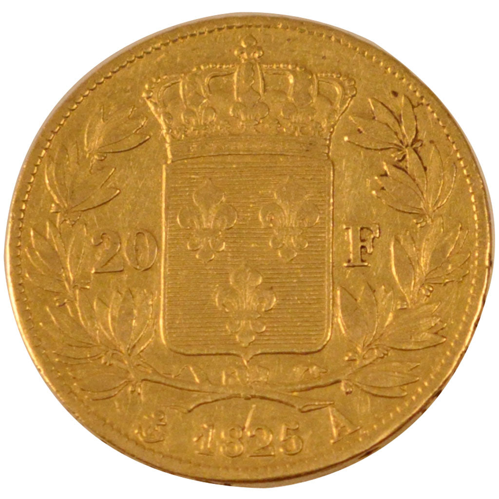FRANCE, Charles X, 20 Francs, 1825, Paris, KM #726.1, EF(40-45), Gold, Gadoury..