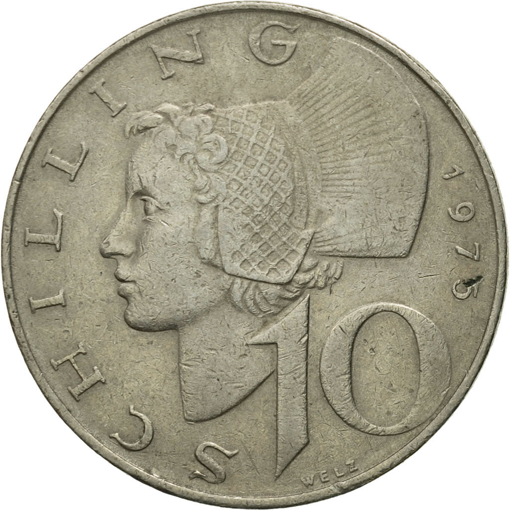 Coin, Austria, 10 Schilling, 1975, VF(20-25), Copper-Nickel Plated Nickel