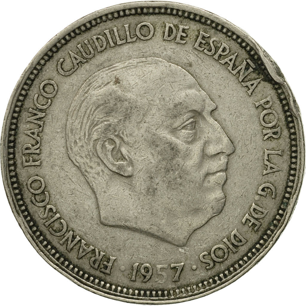 Coin, Spain, Caudillo and regent, 25 Pesetas, 1957, VF(20-25), Copper-nickel