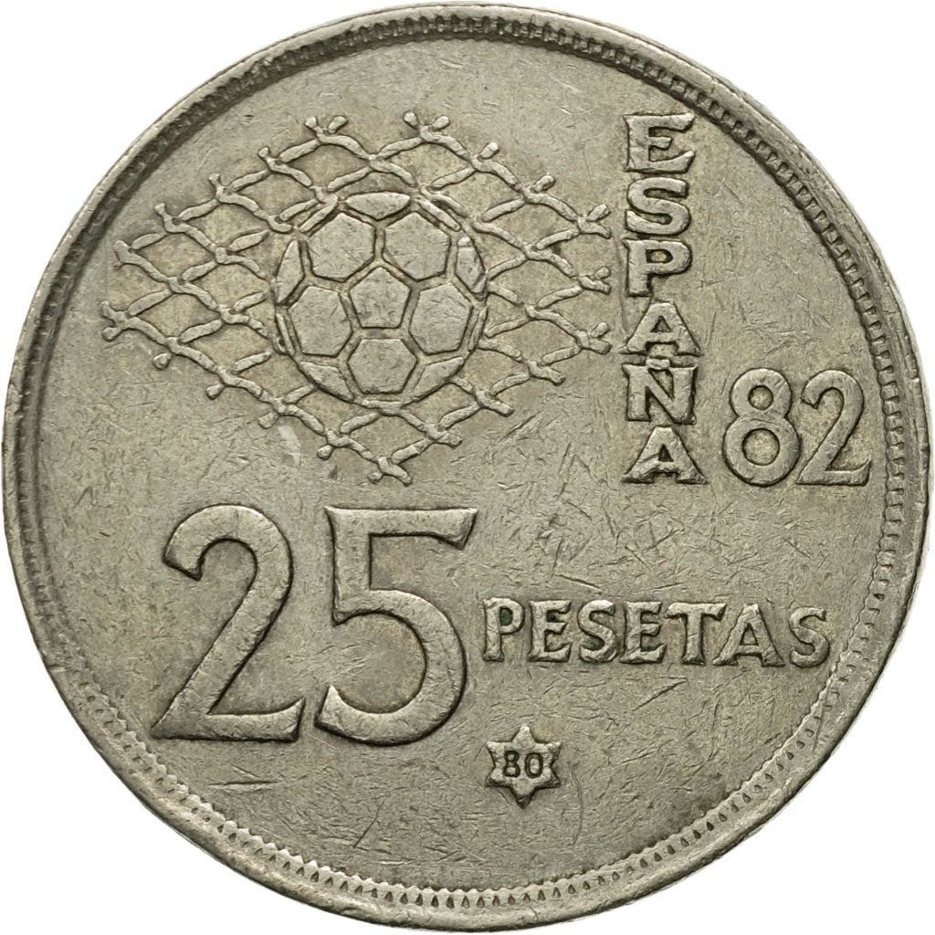 Moneda, España, Juan Carlos I, 25 Pesetas, 1980, BC+, Cobre - níquel, KM:818