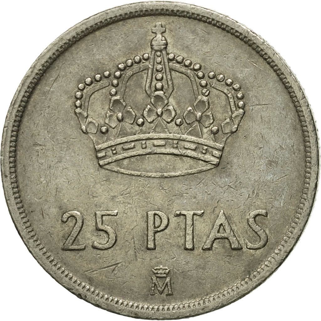 Moneda, España, Juan Carlos I, 25 Pesetas, 1982, BC+, Cobre - níquel, KM:824