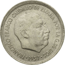 Moneta, Spagna, Caudillo and regent, 5 Pesetas, 1957, BB+, Rame-nichel, KM:786