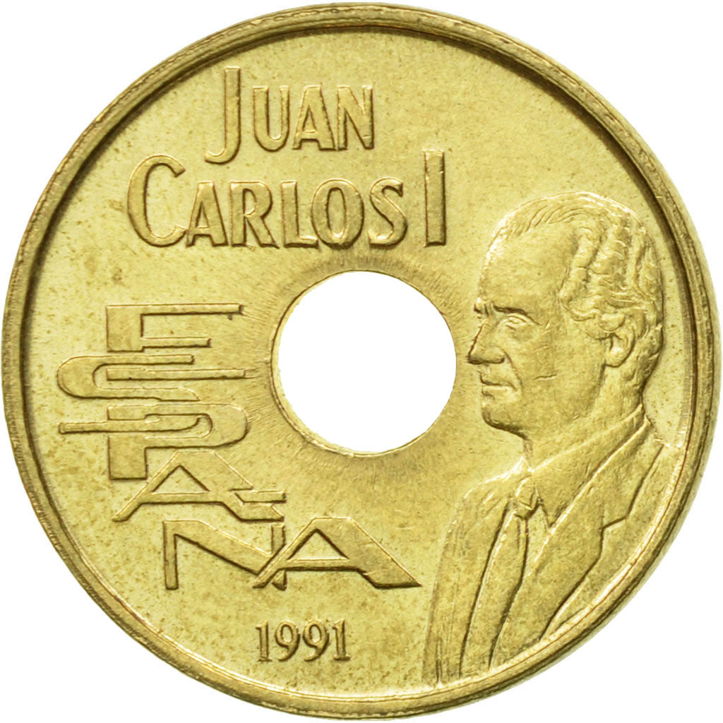 Monnaie, Espagne, Juan Carlos I, 25 Pesetas, 1991, Madrid, SUP, Aluminum-Bronze