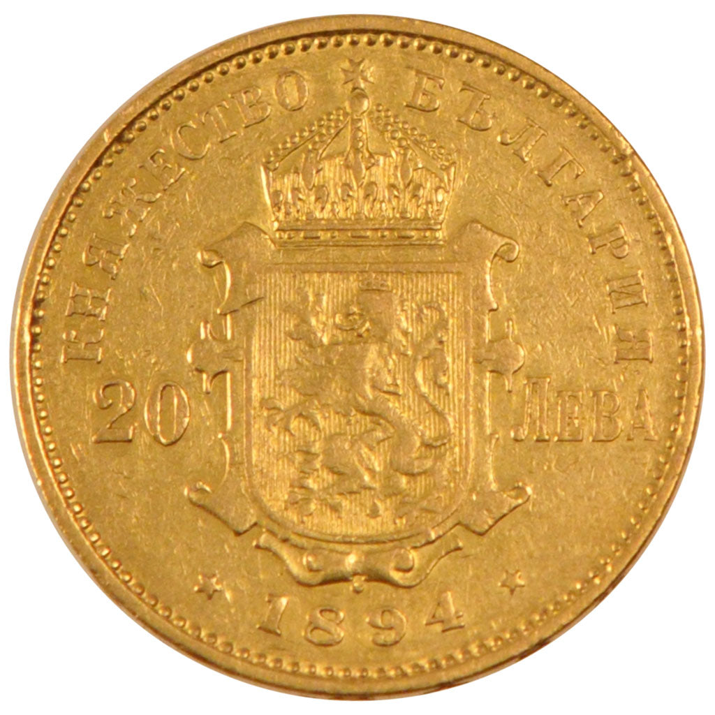 BULGARIA, 20 Leva, 1894, Kormoczbanya, KM #20, EF(40-45), Gold, 6.41