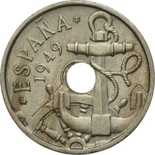 Moneda, España, Francisco Franco, caudillo, 50 Centimos, 1949, BC+, Cobre -