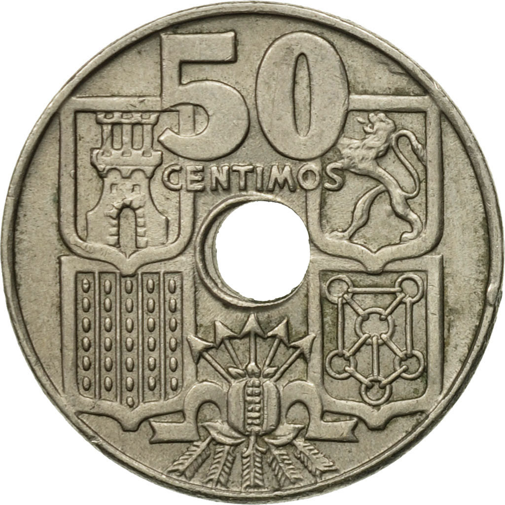 Coin, Spain, Francisco Franco, caudillo, 50 Centimos, 1949, VF(20-25)