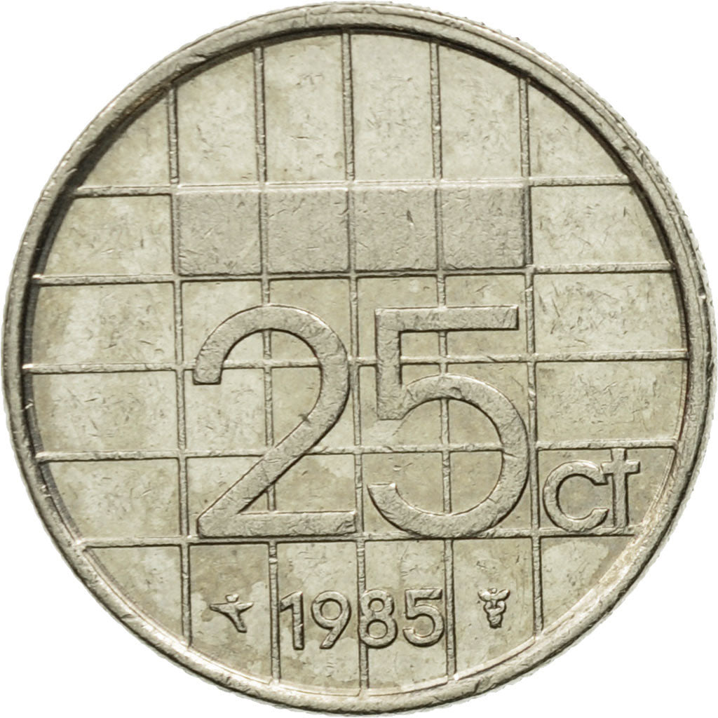 Moneta, Holandia, Beatrix, 25 Cents, 1985, EF(40-45), Nikiel, KM:204