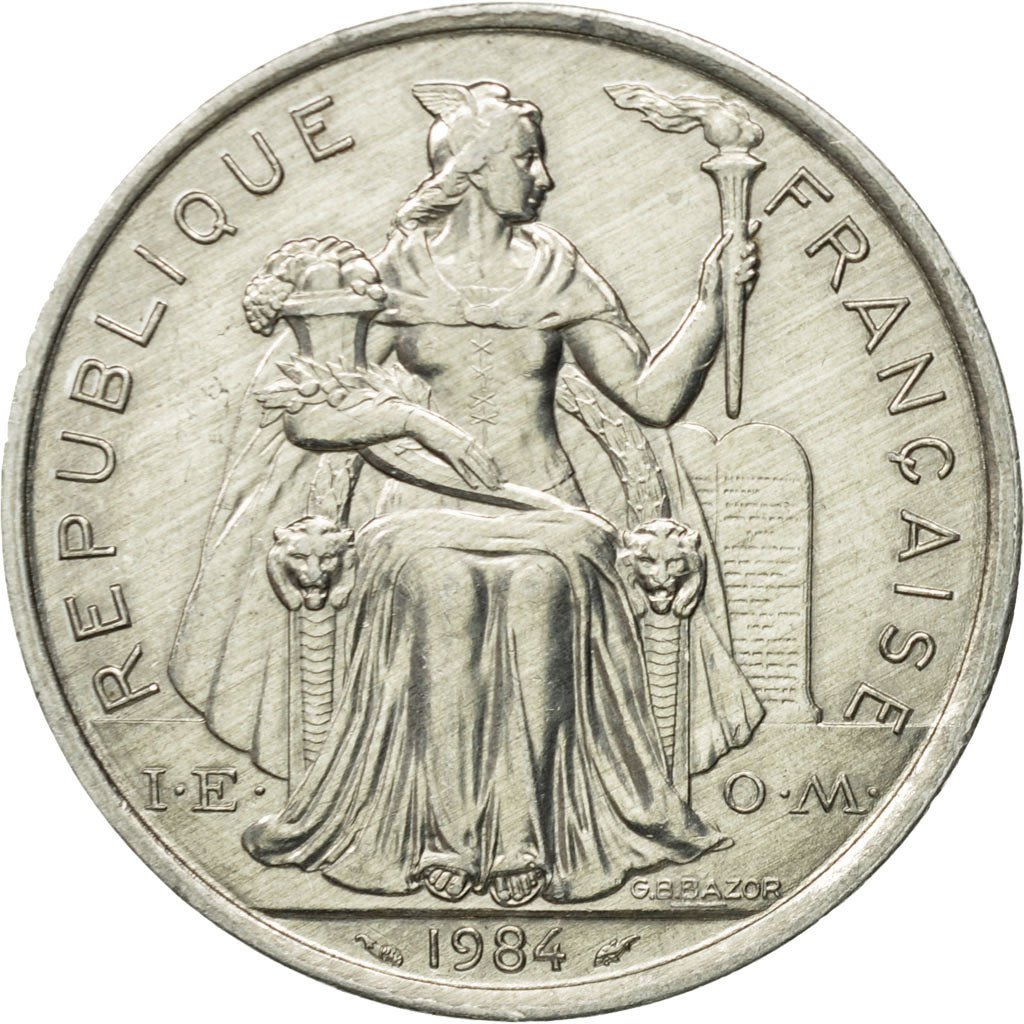 Coin, French Polynesia, 5 Francs, 1984, Paris, MS(60-62), Aluminum, KM:12