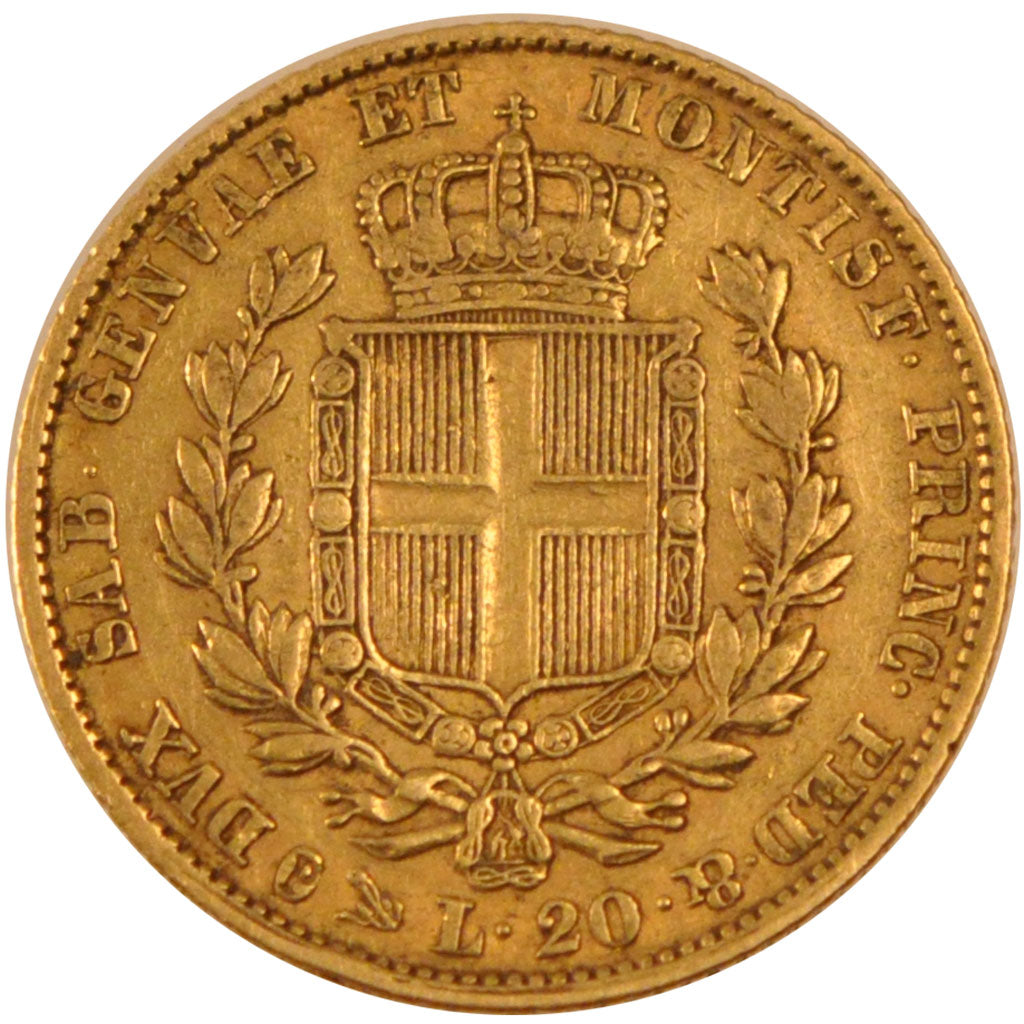 ITALIAN STATES, 20 Lire, 1841, Genoa, KM #131.2, EF(40-45), Gold, 21, 6.39