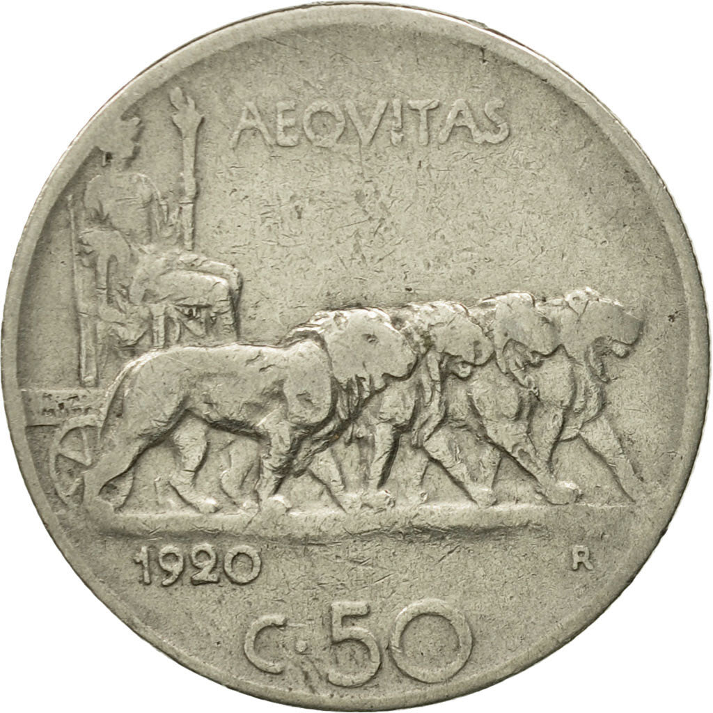 Coin, Italy, Vittorio Emanuele III, 50 Centesimi, 1920, Rome, EF(40-45), Nickel