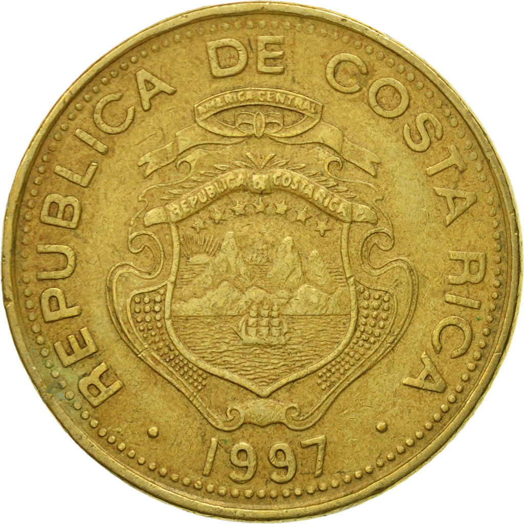 Coin, Costa Rica, 50 Colones, 1997, EF(40-45), Brass, KM:231