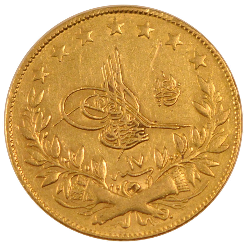 TURKEY, 100 Kurush, 1893, Qustantiniyah, KM #730, EF(40-45), Gold, 7.18
