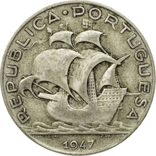 Coin, Portugal, 5 Escudos, 1947, VF(20-25), Silver, KM:581