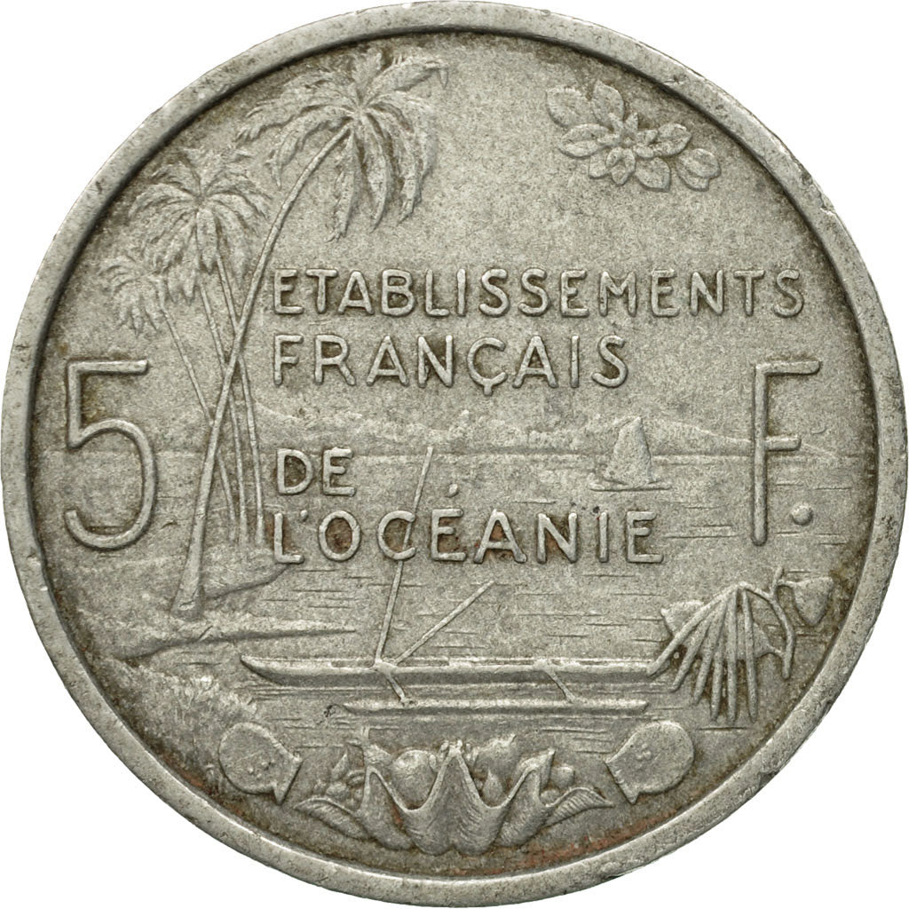 Coin, FRENCH OCEANIA, 5 Francs, 1952, VF(20-25), Aluminum, KM:4