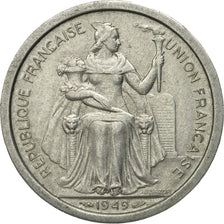 Coin, FRENCH OCEANIA, 2 Francs, 1949, VF(30-35), Aluminum, KM:3