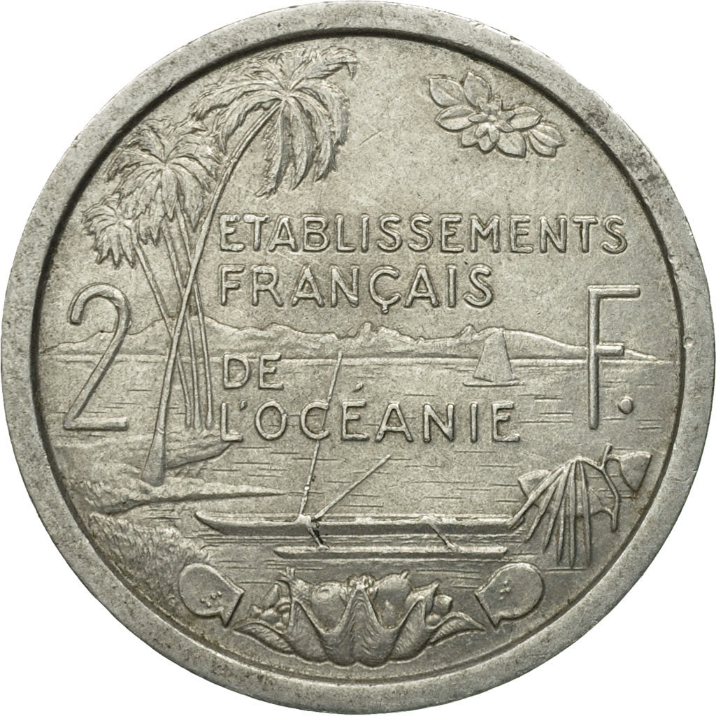 Coin, FRENCH OCEANIA, 2 Francs, 1949, VF(30-35), Aluminum, KM:3