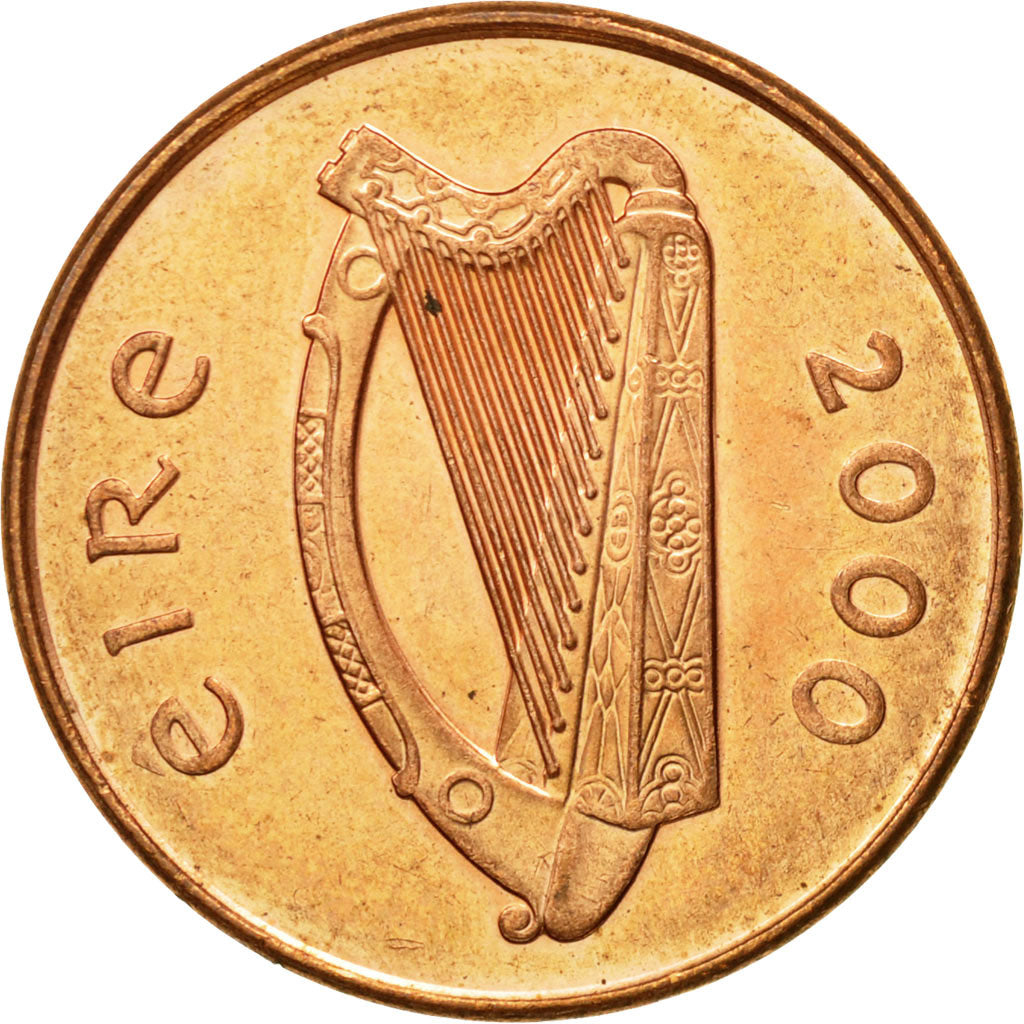 Coin, IRELAND REPUBLIC, 2 Pence, 2000, AU(50-53), Copper Plated Steel, KM:21a