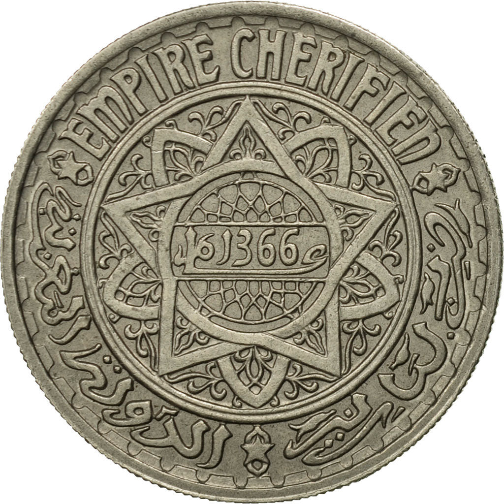 Coin, Morocco, Mohammed V, 10 Francs, 1366, Paris, EF(40-45), Copper-nickel
