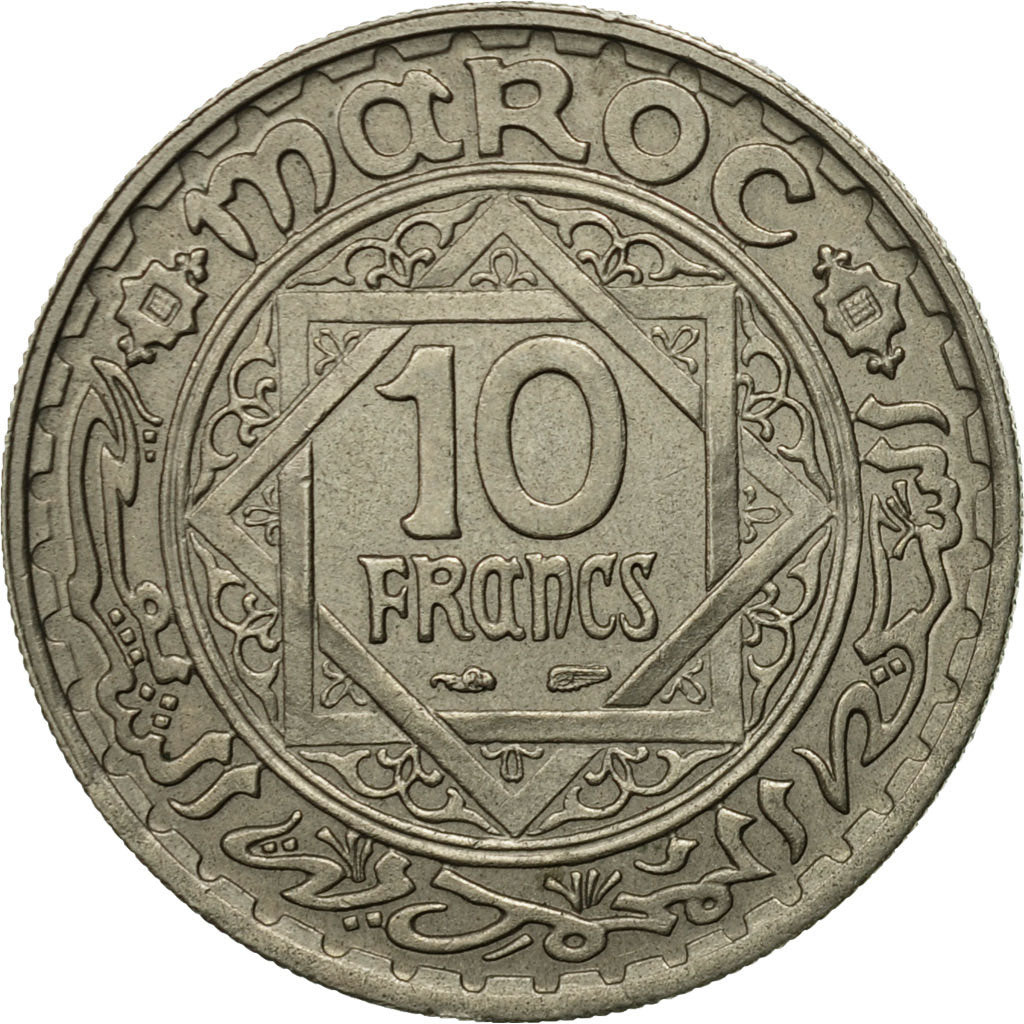 Coin, Morocco, Mohammed V, 10 Francs, 1366, Paris, EF(40-45), Copper-nickel