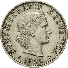 Coin, Switzerland, 20 Rappen, 1933, Bern, EF(40-45), Nickel, KM:29