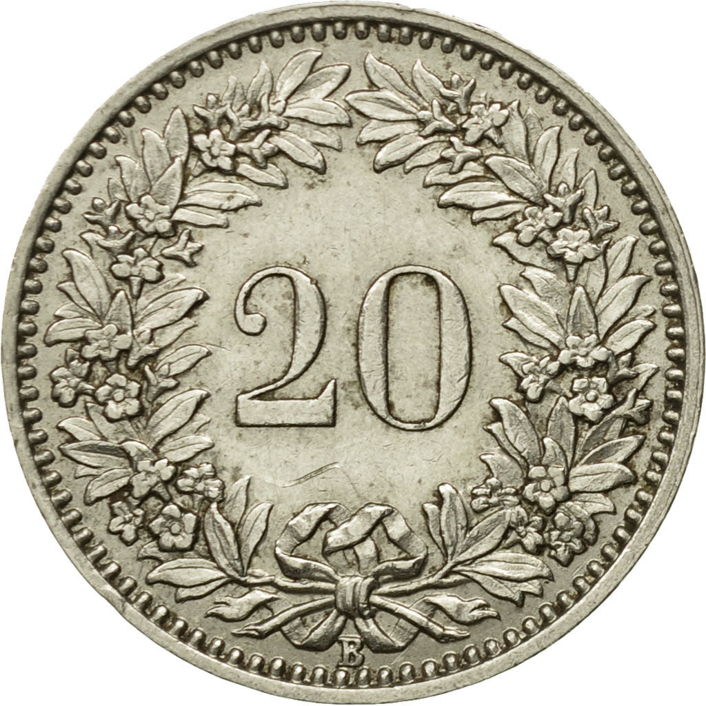 Coin, Switzerland, 20 Rappen, 1933, Bern, EF(40-45), Nickel, KM:29