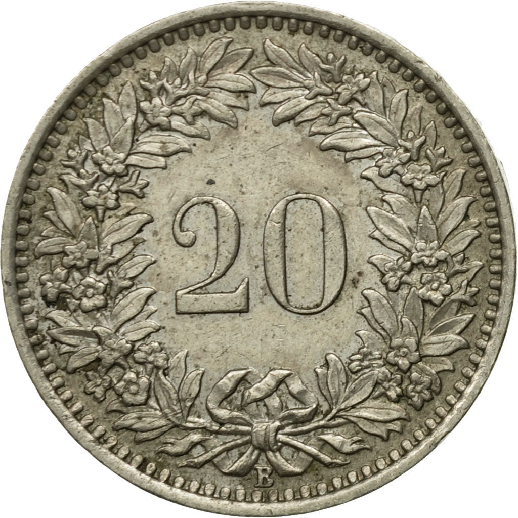 Coin, Switzerland, 20 Rappen, 1954, Bern, EF(40-45), Copper-nickel, KM:29a