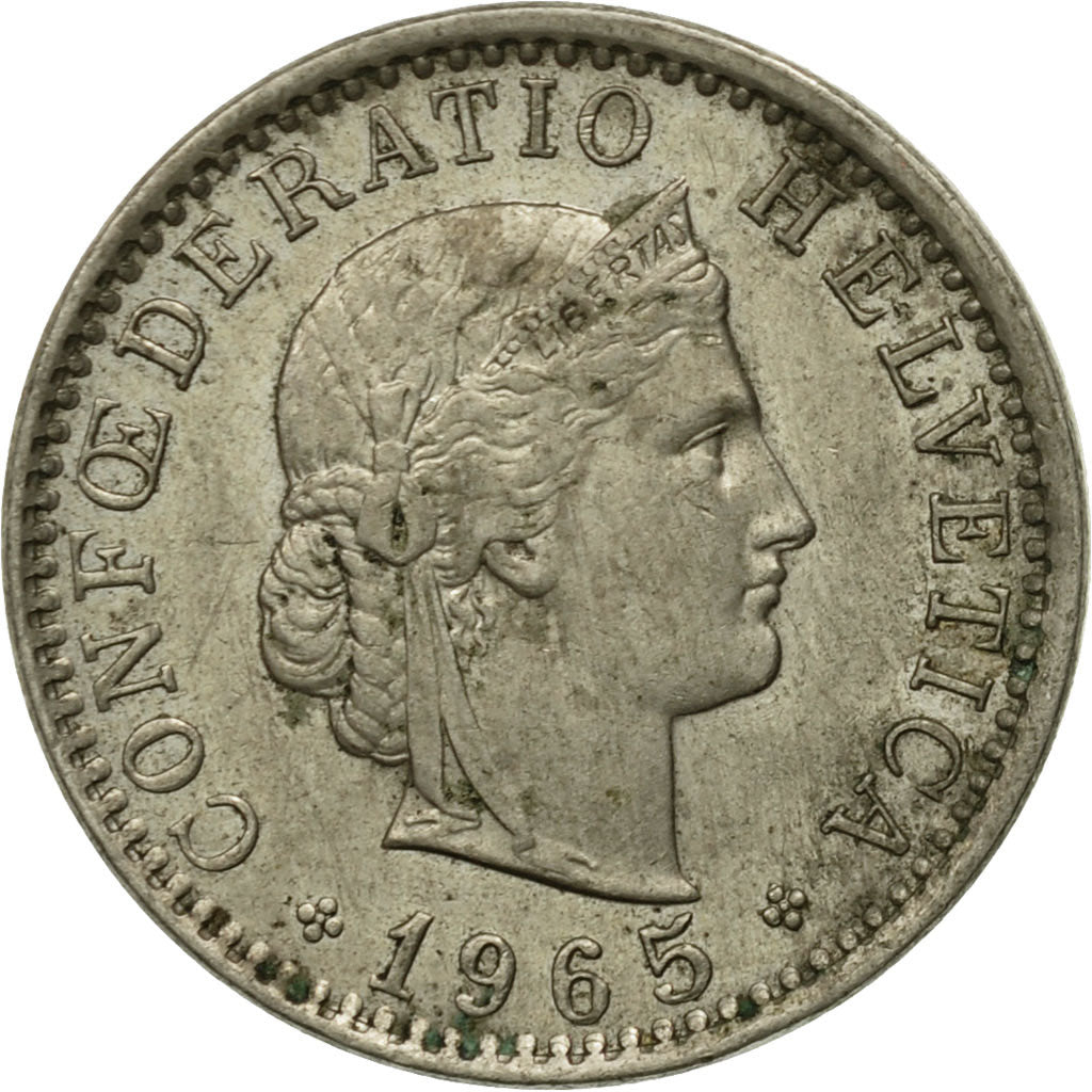 Moneda, Suiza, 20 Rappen, 1965, Bern, BC+, Cobre - níquel, KM:29a
