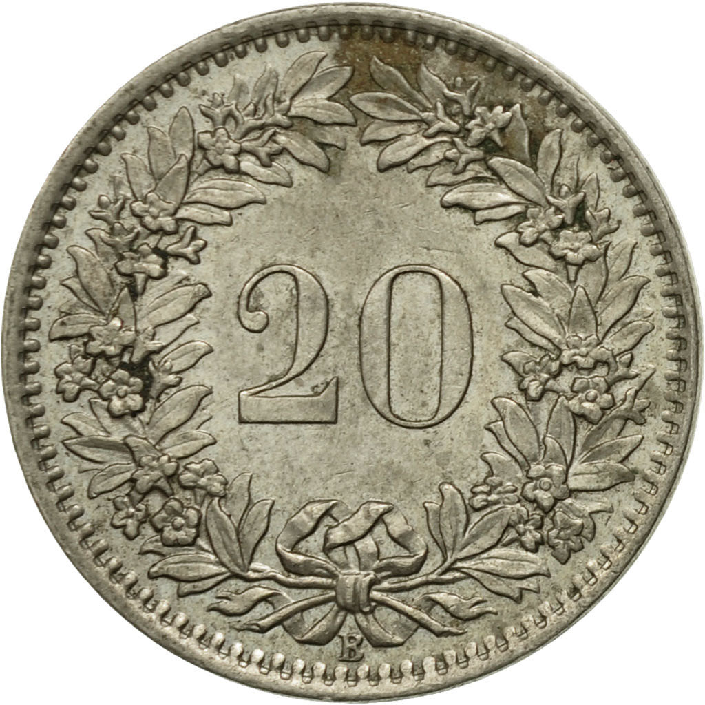 Moneda, Suiza, 20 Rappen, 1965, Bern, BC+, Cobre - níquel, KM:29a