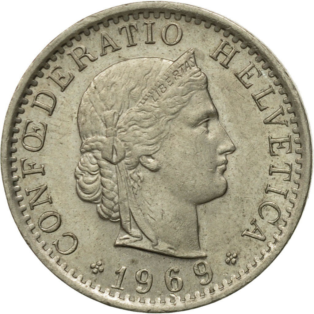 Moneda, Suiza, 20 Rappen, 1969, Bern, BC+, Cobre - níquel, KM:29a