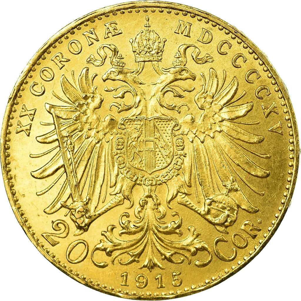AUSTRIA, 20 Corona, 1915, KM #2818, AU(55-58), Gold, 21, 6.77