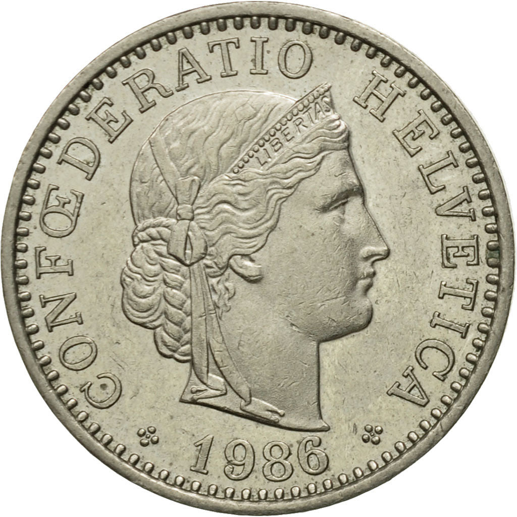 Coin, Switzerland, 20 Rappen, 1986, Bern, EF(40-45), Copper-nickel, KM:29a