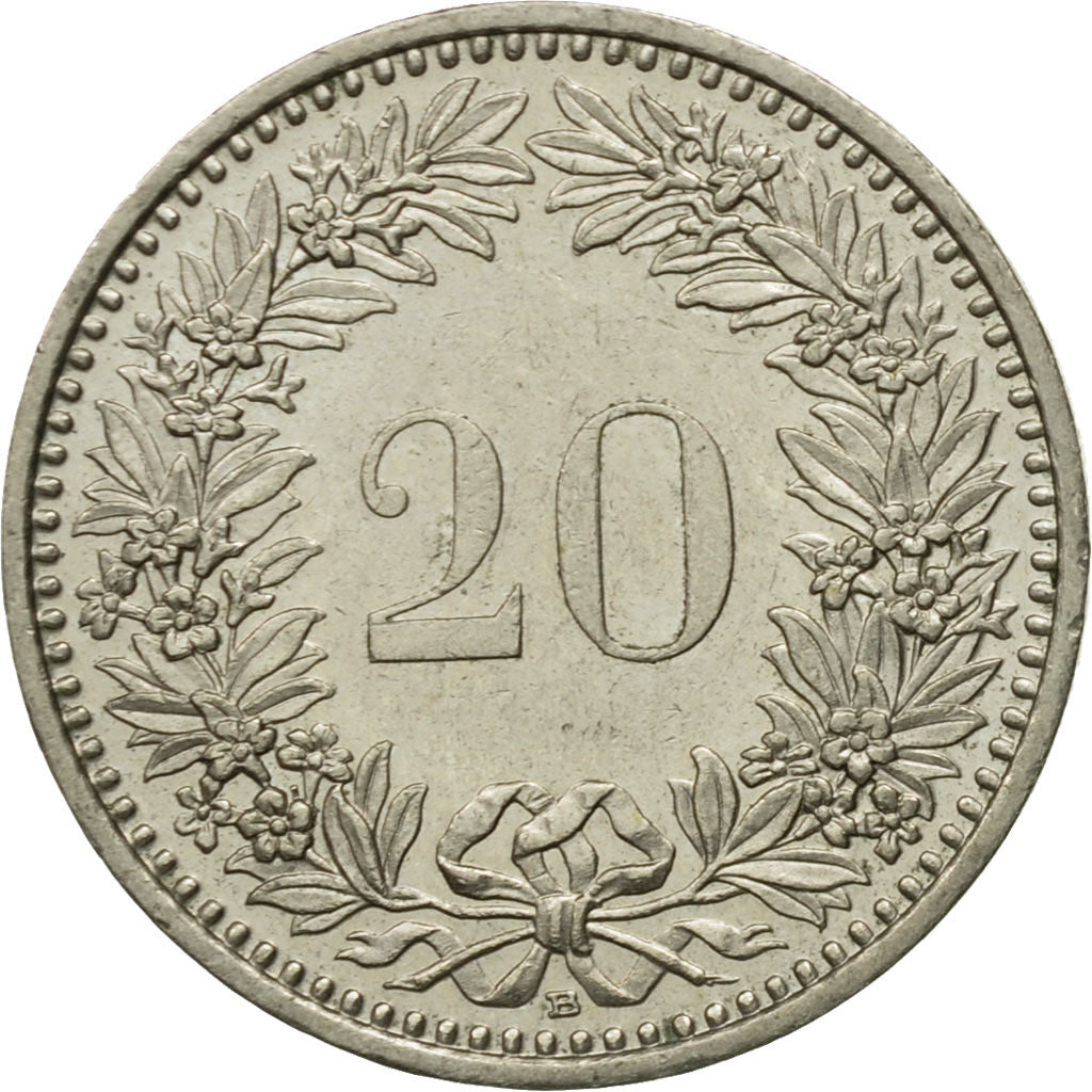 Coin, Switzerland, 20 Rappen, 1986, Bern, EF(40-45), Copper-nickel, KM:29a
