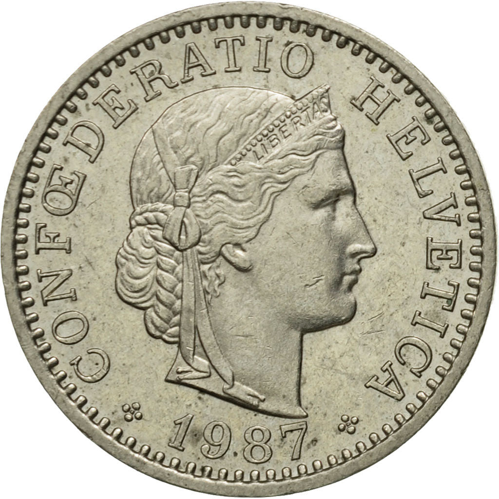 Coin, Switzerland, 20 Rappen, 1987, Bern, EF(40-45), Copper-nickel, KM:29a