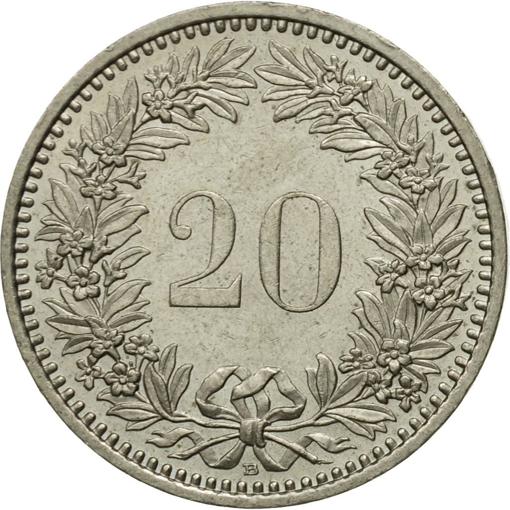 Coin, Switzerland, 20 Rappen, 1987, Bern, EF(40-45), Copper-nickel, KM:29a