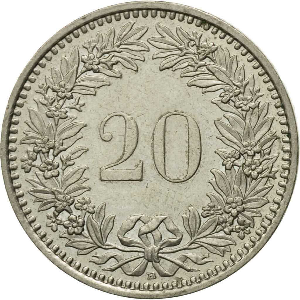 Munten, Zwitserland, 20 Rappen, 1989, Bern, FR+, Copper-nickel, KM:29a
