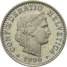 Coin, Switzerland, 20 Rappen, 1990, Bern, AU(50-53), Copper-nickel, KM:29a